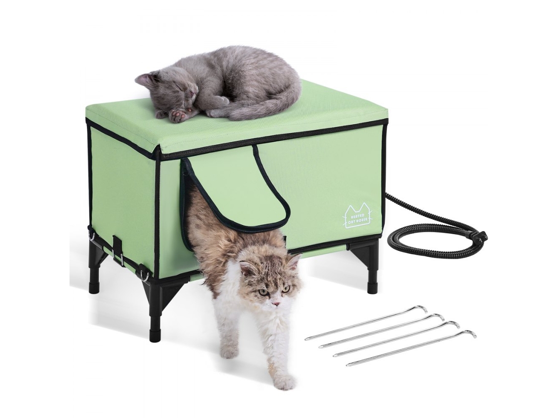 Refugio calefactable para gatos 62x33x42 cm con almohadilla térmica de 30 WE para uso exterior Tekmaquinas