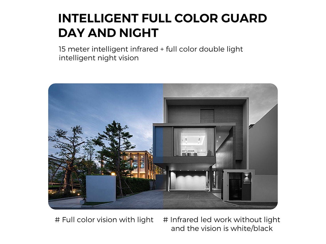 Cámara de seguridad inalámbrica PTZ WiFi para exteriores, 1080p, 2MP