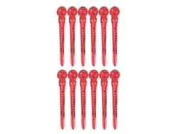 12pcs/ Caja Pinzas De Peinado Para Salón De Belleza Clips De Seccionamiento Para Estilismo Rojo