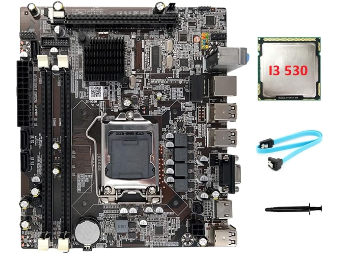 La Placa Base H55 Lga1156 Admite Procesadores Ddr3+ De Las Series I3 530 E I5 760 + Pasta Térmica