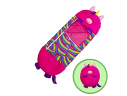 Saco De Dormir Con Almohada Grande - Unicornio Rojo - 180x70 Cm, Apto Para Niños A Partir De 12 Años.