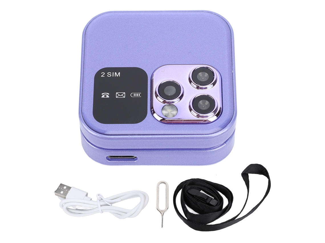 Celular Flip Pequeno Tela Dupla Interna E Externa Câmera Hd Roxo Com Lanterna Led