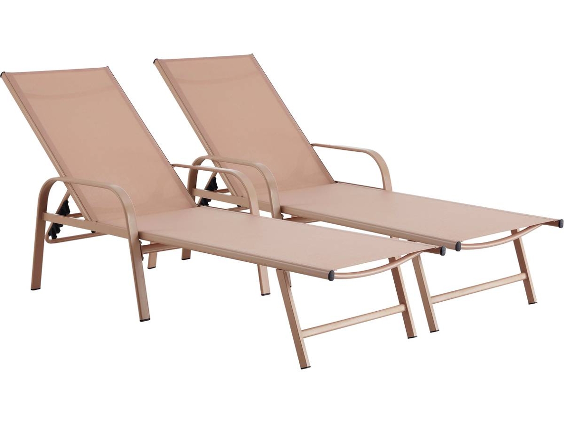 Conjunto de 2 tumbonas Farniente metalizadas marrón Habitat Et Jardin