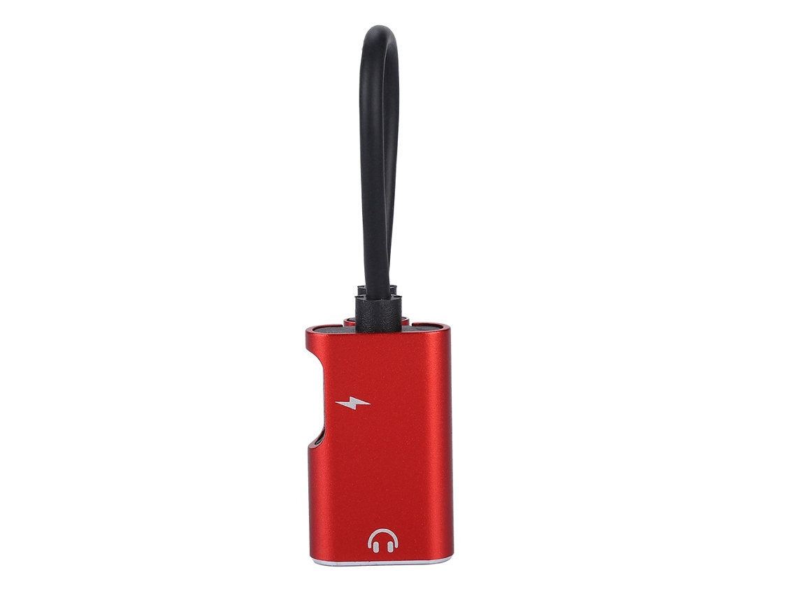 Adaptador De Cable De Audio Mini Usb A 3.5mm Para Auriculares Con Jack De Carga Rojo