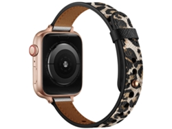 Correa de piel auténtica con estampado de leopardo para Apple Watch de 42/44/45/49 mm XIAOMOYU