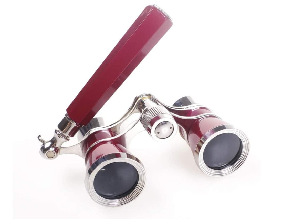 Binoculares de carreras de caballos 3 x 25 con correa y kit de accesorios Bestvite para mujer (rojo)
