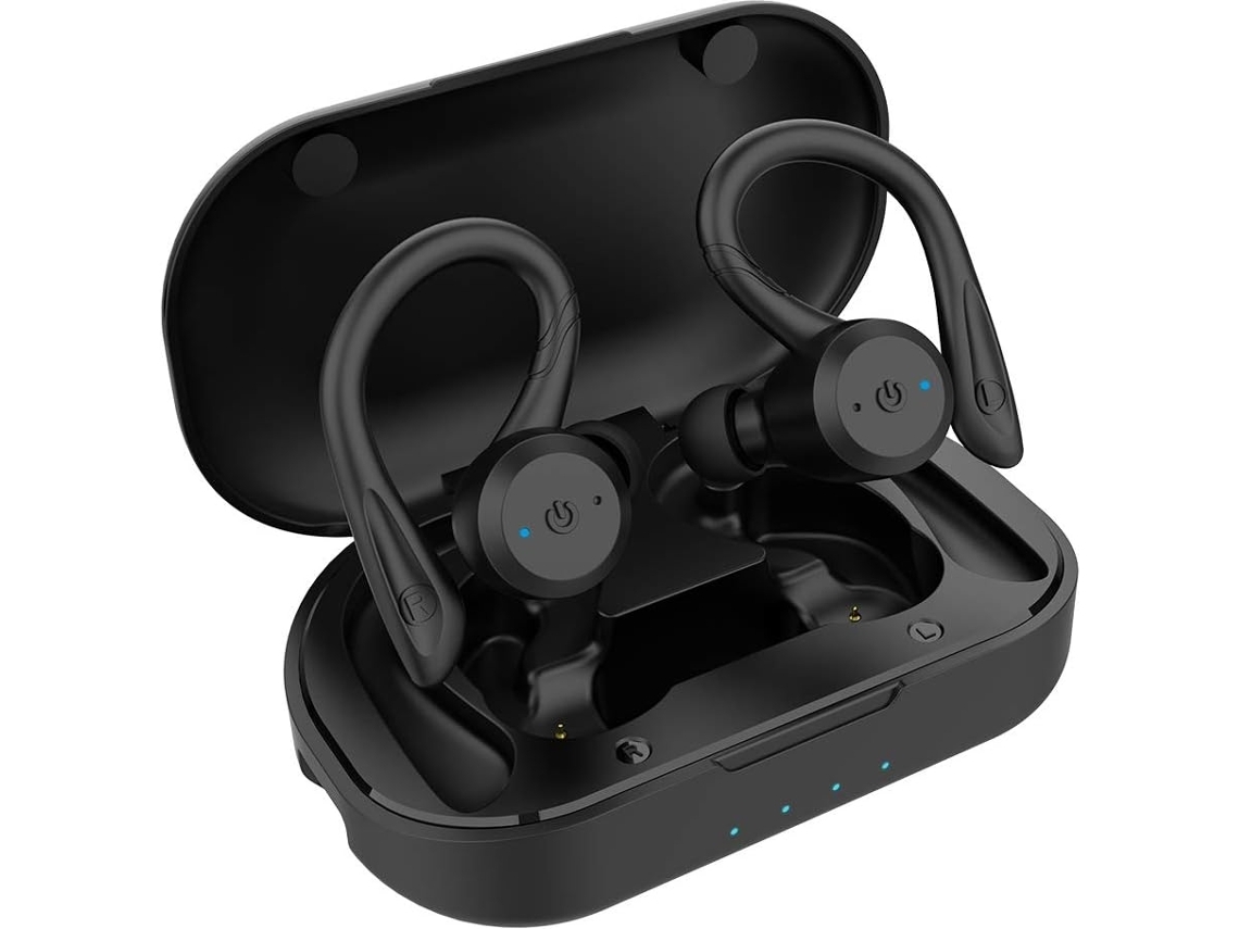 Auriculares deportivos intrauditivos Tws True Wireless Bluetooth 5.0 Auriculares deportivos Ipx7 Sonido estéreo resistente al agua Negro YEMAESRE