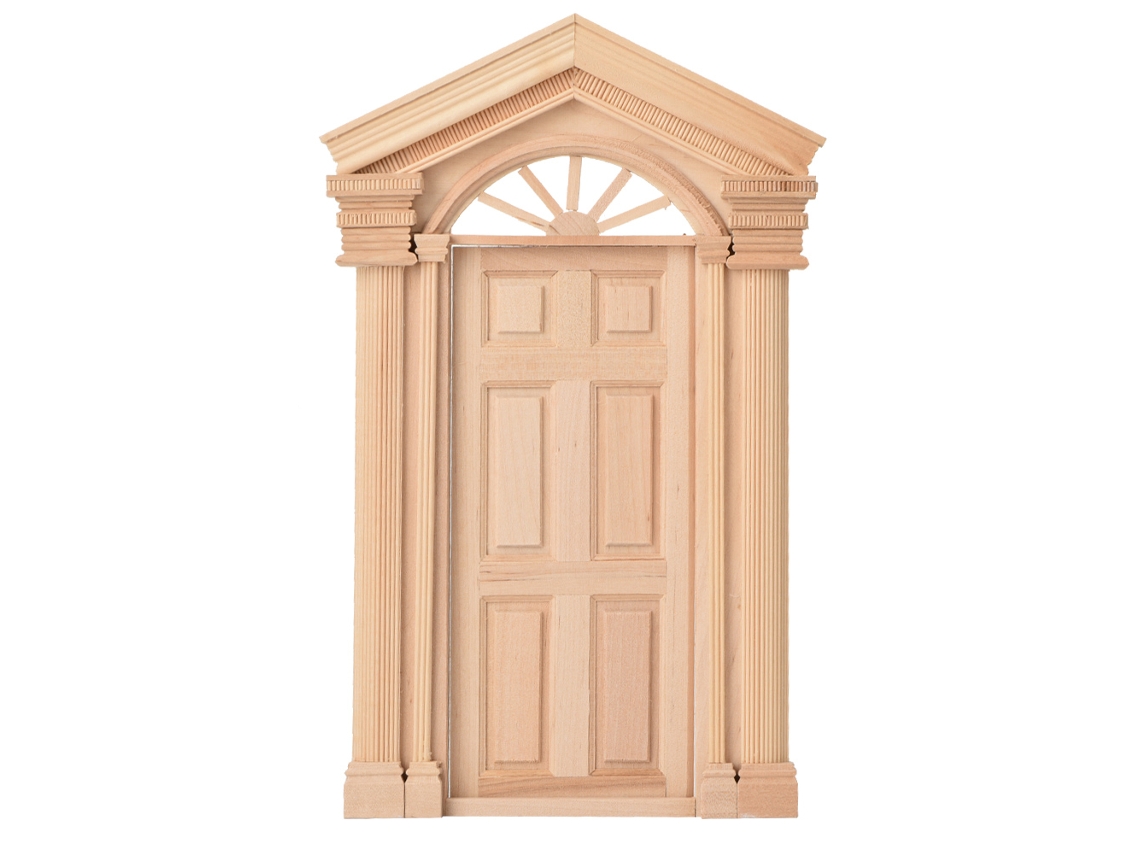 Dan26-puerta De Madera Miniatura Con Techo Punto Para Casa De Muñecas 1:12, Accesorio De Mueble Diy