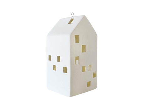 Casita Navideña con Luces REBECCA MOBILI Mirto Blanco 14X8X7 Cm
