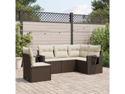 Conjunto de sofá de jardín de 5 piezas con cojines de mimbre marrón de DKD Home Decor
