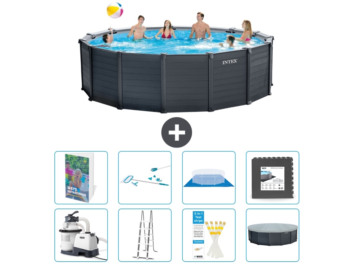 Intex Piscina Graphite Panel Redonda - 478x124 Cm - 9-peças S565