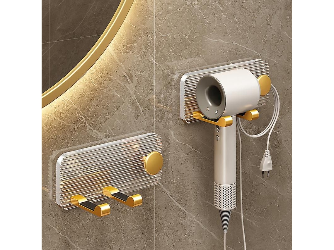 Soporte adhesivo de pared para secador de pelo, plástico universal, no requiere perforación, capacidad de carga máxima GOKOCO