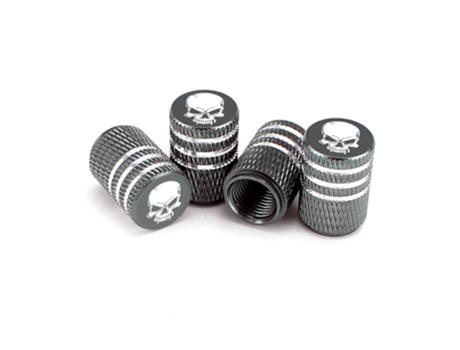 Vástago de rueda de aluminio estilo moleteado tapa de válvula de neumático de cráneo[Gris Oscuro]