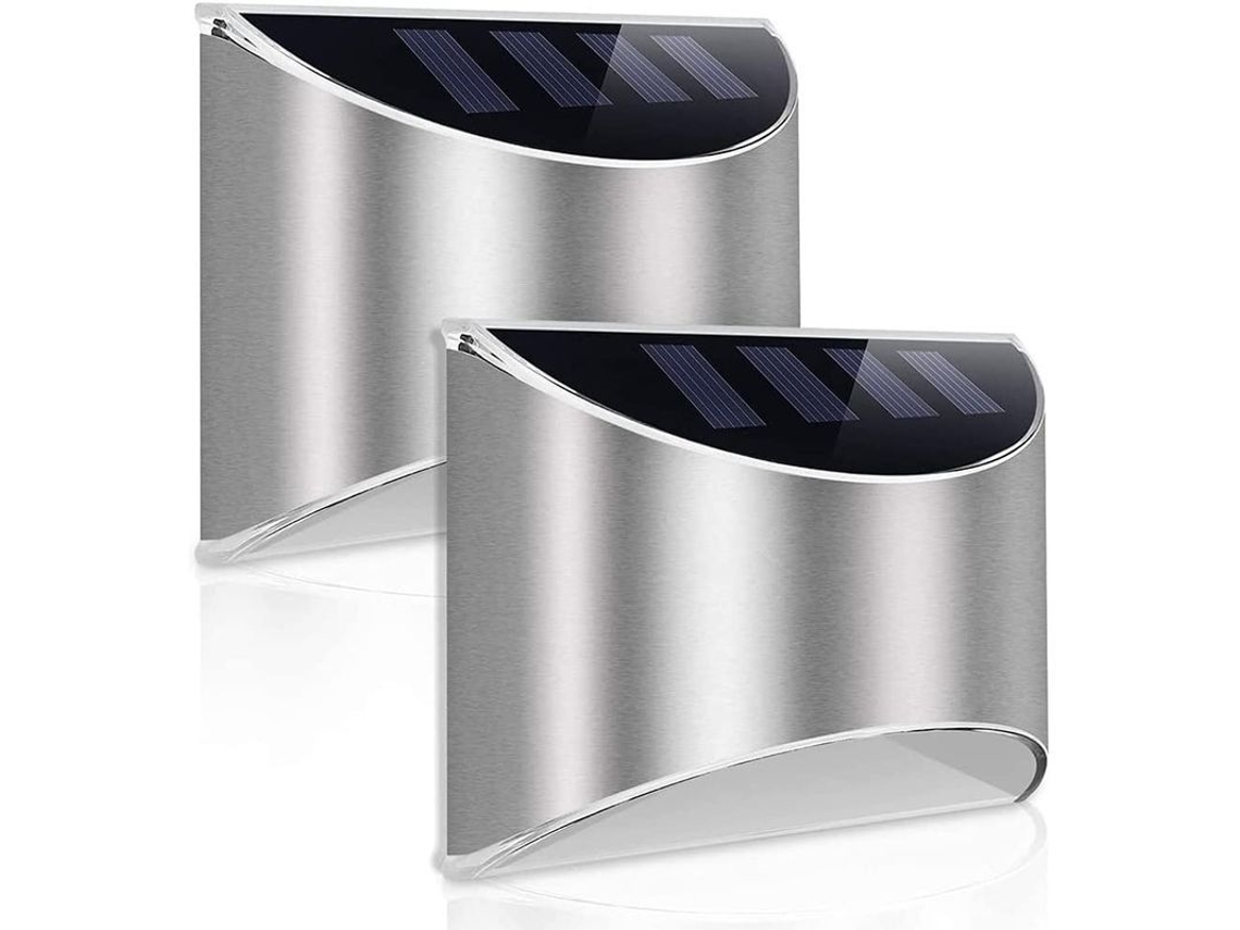 Potente lámpara solar para exteriores fabricada en acero inoxidable, resistente al viento, con luz LED inalámbrica para seguridad y uso en jardines.
