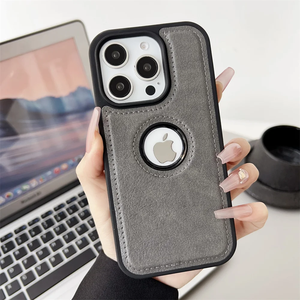 (iphone 12 Pro Max, Gris) Funda De Cuero Sintético Para Iphone, Fabricada En Piel De Vacuno, Resistente A Los Golpes.