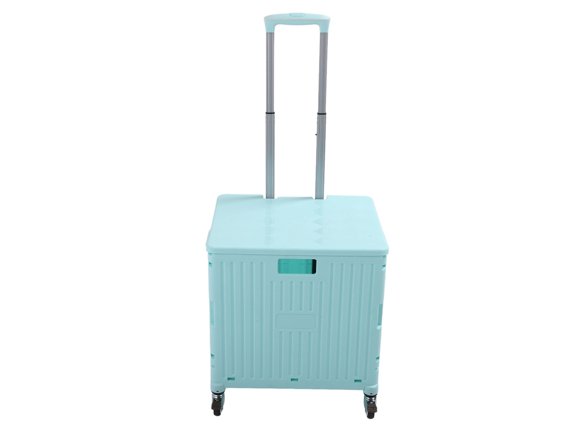 Carrito plegable multiusos con ruedas, ruedas giratorias, PP resistente, asa telescópica y tapa. Carrito de compras.