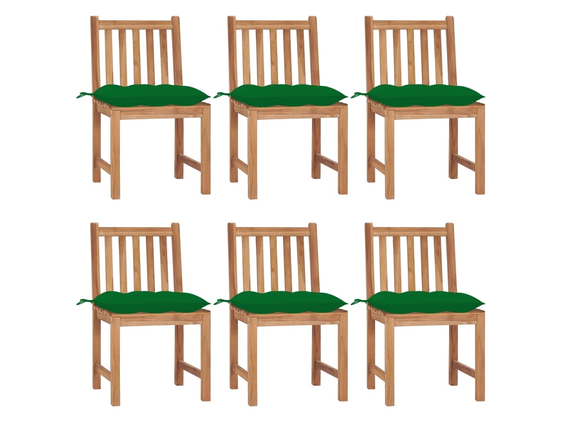 Sillas de jardín DKD Home Decor de 6 piezas con cojines, madera maciza de teca