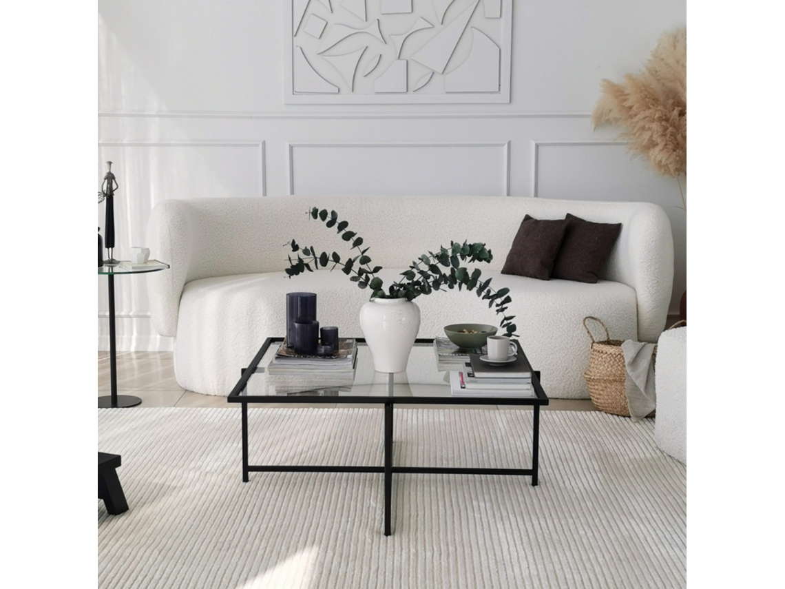 Mesa baja de diseño negra de vidrio LIMP CONCEPT U