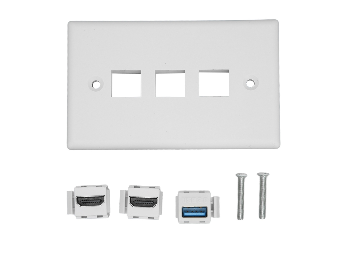 Placa De Parede Com 3 Portas Hd Multimedia Interface, Usb 3.0 E Ethernet Para Hdtv E Projetores