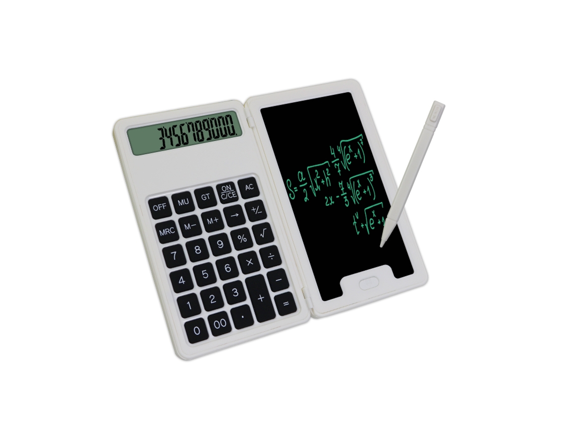 Calculadora plegable de 5 pulgadas con pantalla LCD para escribir y estudiar, en blanco. Sfushos (básica)
