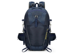 Mochila espaciosa de nylon, ideal para viajes y actividades al aire libre. Resistente al agua y con amplios bolsillos. Color: Azul oscuro.