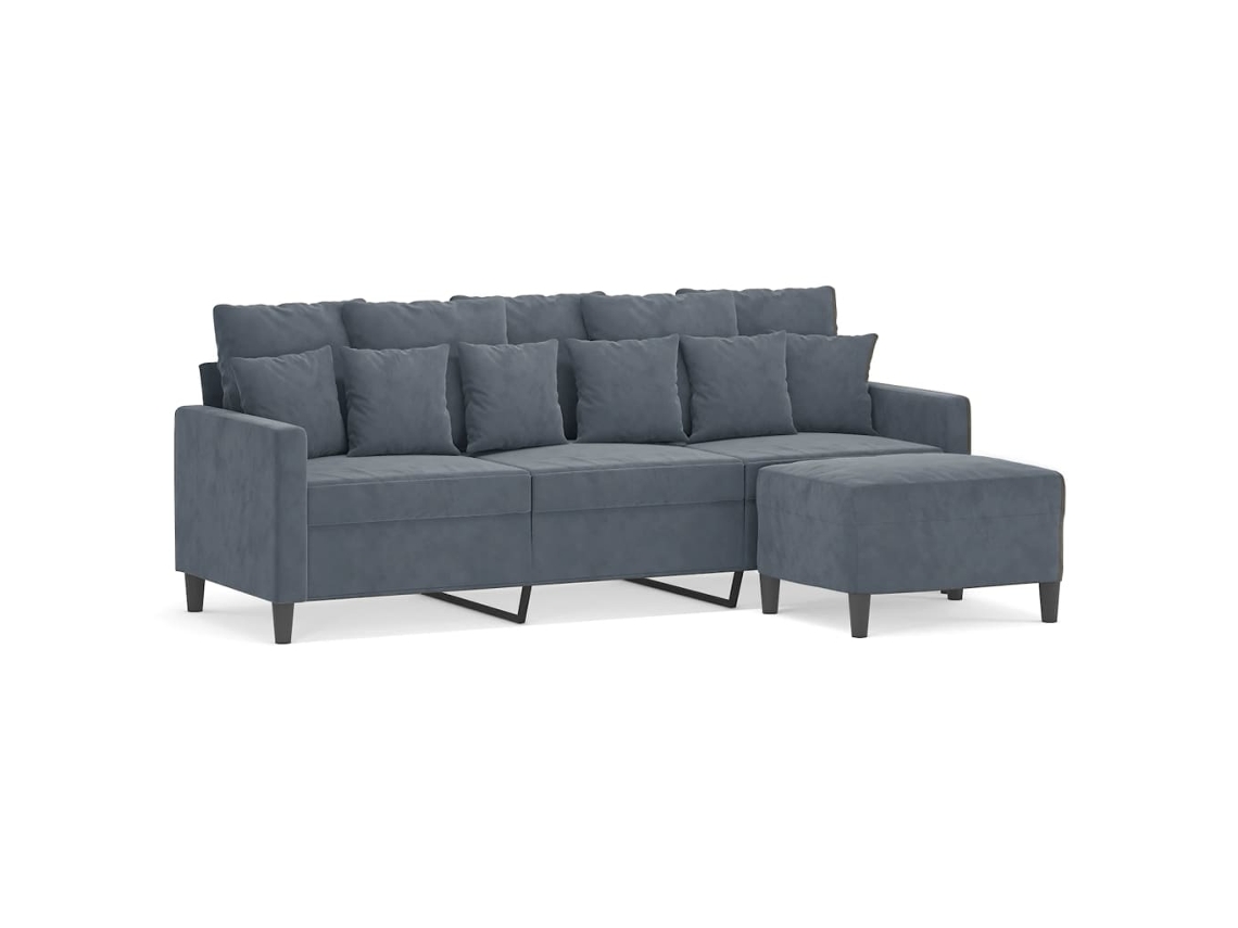 Maison Exclusive - Sofá De 3 Plazas Con Taburete De Terciopelo Gris Oscuro 180 Cm
