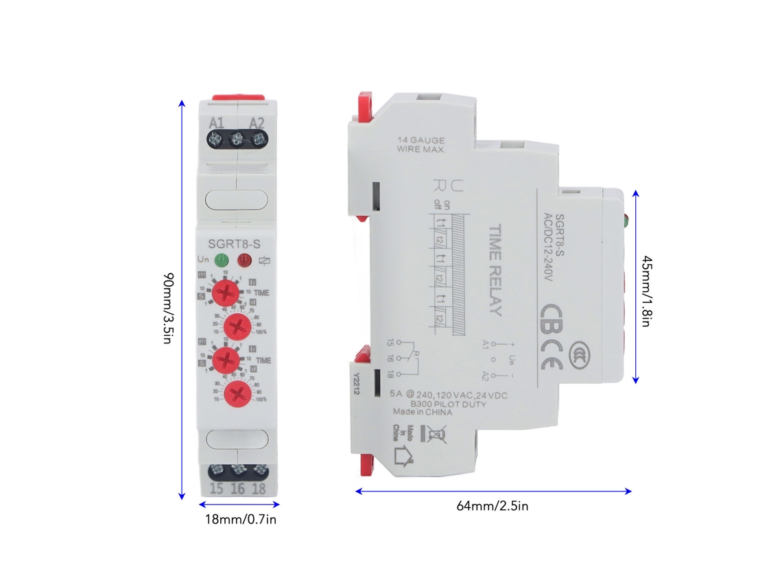 2026dz - Relé temporizador multifunción con repetición de ciclo e indicador LED, 5 A CA CC 12-240 V