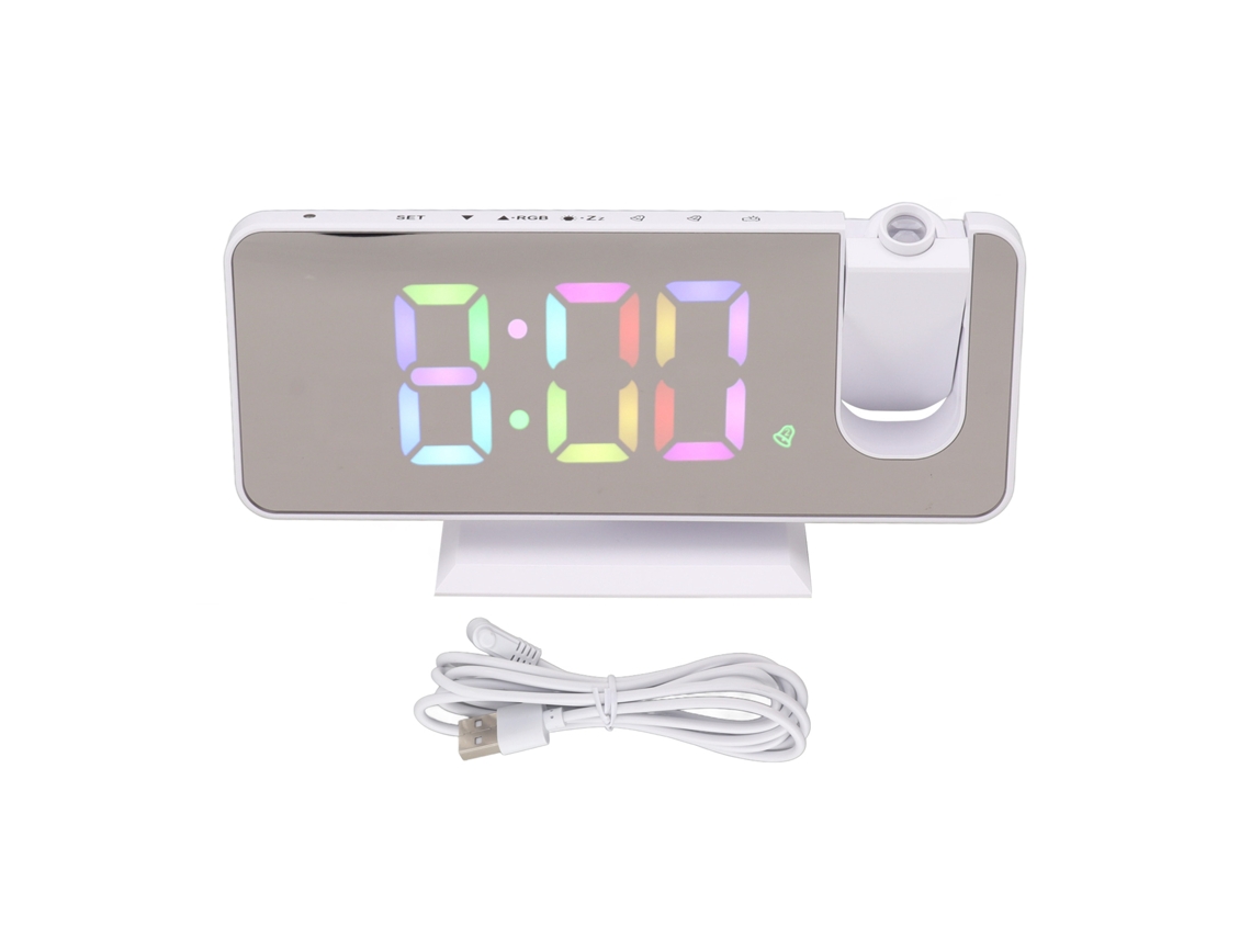 Reloj de proyección digital con pantalla grande y alarma RGB
