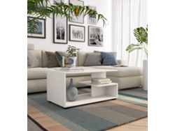Mesa De Centro Akord Pin Blanco 90 Cm Frente En Color Blanco 90x51x45 Cm