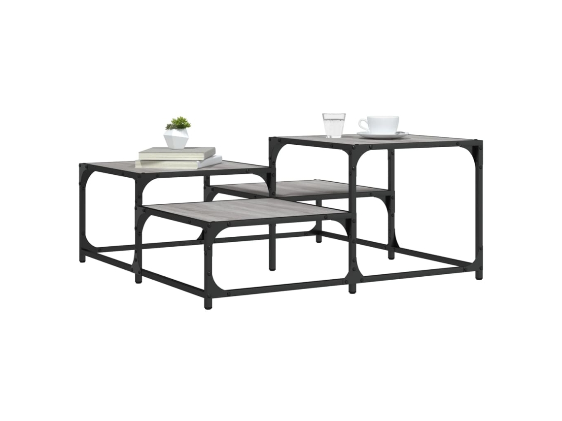 Mesa De Centro | Mesa De Café | Mesa De Salón Madera De Ingeniería Gris Sonoma 87,5x87,5x40 Cm