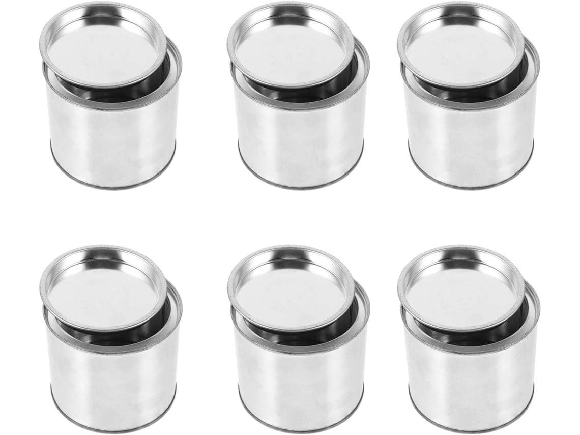 Contenedores Redondos De Metal Para Pintura, 6 Latas De 0,5 L Con Tapa, Para Uso Doméstico E Industrial.