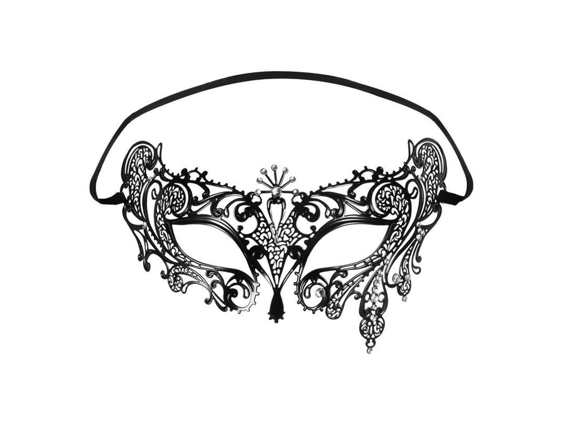 Máscara De Filigrana De Metal Con Diamantes Estilo Veneciano Negro Para Halloween Y Fiestas.
