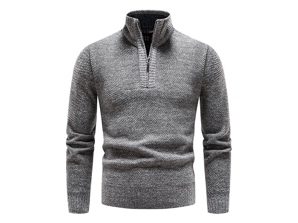 2026-sudadera Con Cremallera Casual Para Hombres Mystdiy De Punto Con Cuello Alto Manga Larga Y Forro De Pelo Adecuado Para Todas Las Estaciones