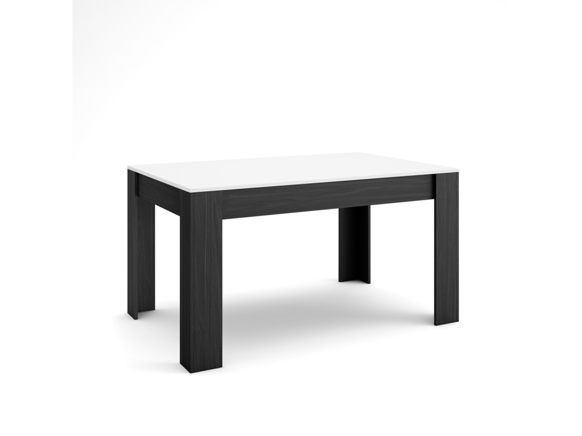 Mesa Comedor, 140x90x76cm, Para 6 Comensales, Muebles Comedor, Blanco Y Negro