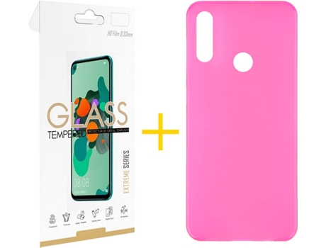 Kit Funda + Protector de Pantalla Huawei Y7 2019 SKYHE Liso 2 Rosa