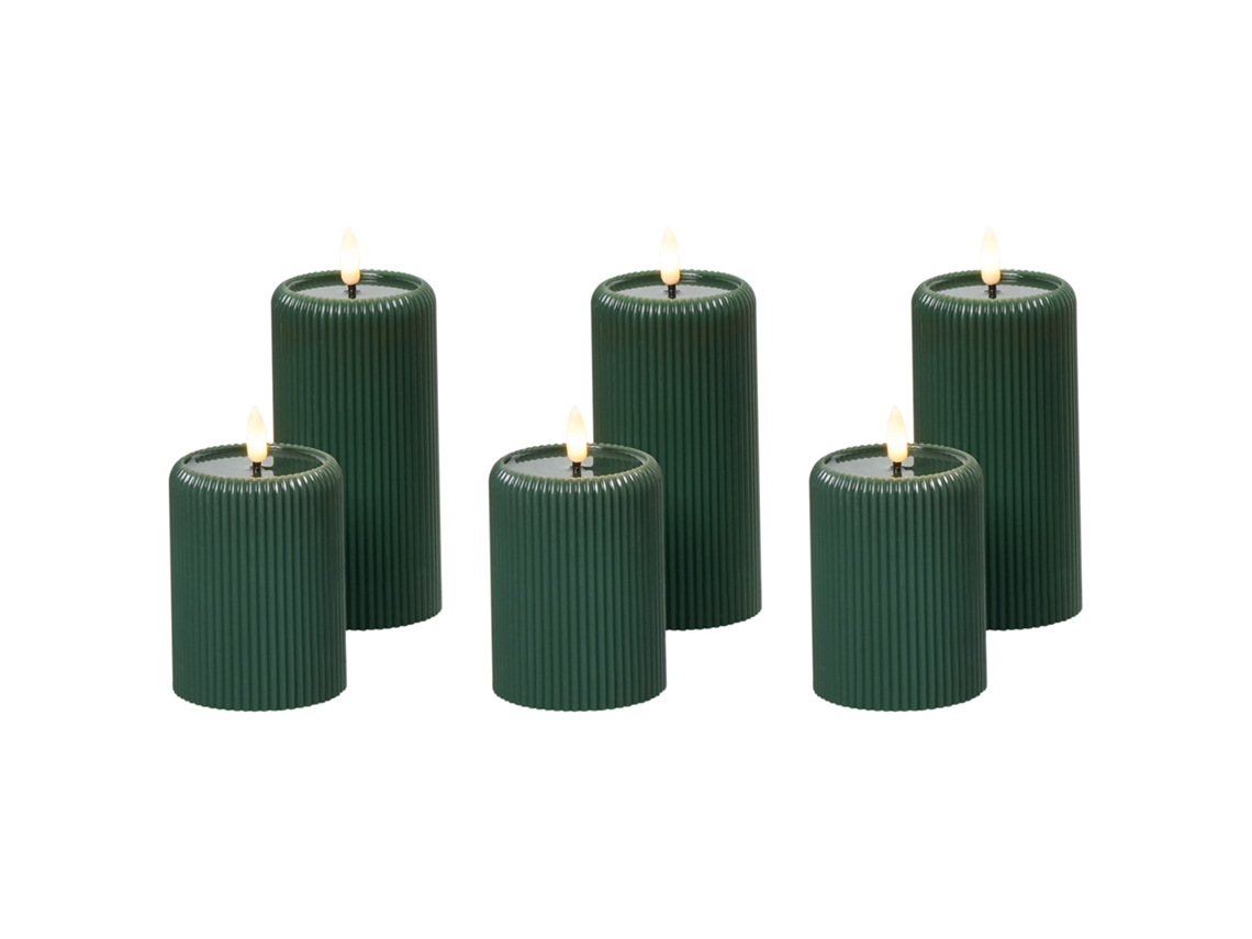Juego de velas LED de parafina BELIANI Noisette verde para decoración navideña 7x7x16