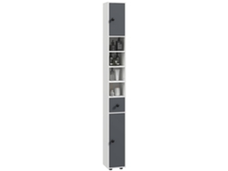 Armario Alto De Baño Con 1 Cajón, 4 Estantes Ajustables Y 2 Armarios, 20 X 20 X 180 Cm, Gris.
