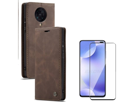 Carcasa y Protector Xiaomi Poco F2 Pro Livro Caseme Elite Marrón