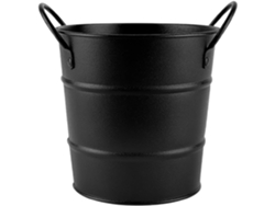 Cubo De Almacenamiento De Metal Negro Con Doble Asa, Pequeño Cubo Multifuncional.