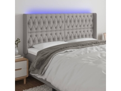 Cabecero Con Led De Tela Gris Claro 203x16x118/128 Cm