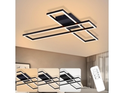 Zmh Lámpara De Techo Led Moderna Regulable 42w Color Negro Con Mando A Distancia Diseño Rectangular Para Dormitorios Cocinas Y Oficinas