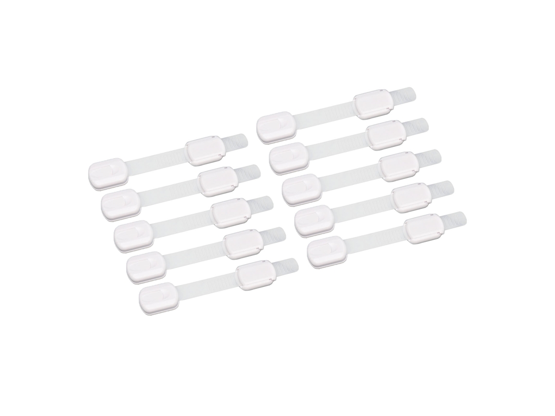 Freno De Seguridad Ajustable Para Bebés Con Protector Adhesivo Para Armarios/cajones, Blanco, 10 Unidades