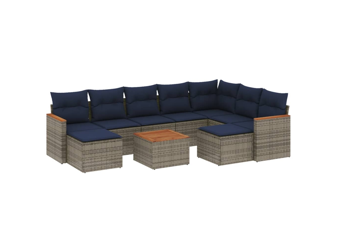 Maison Exclusive - Conjunto De Sofá De Jardín De 10 Piezas Con Cojines, Poliratán Gris