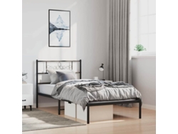 Estructura Cama Sin Colchón Con Cabecero Metal Negro 100x190 Cm