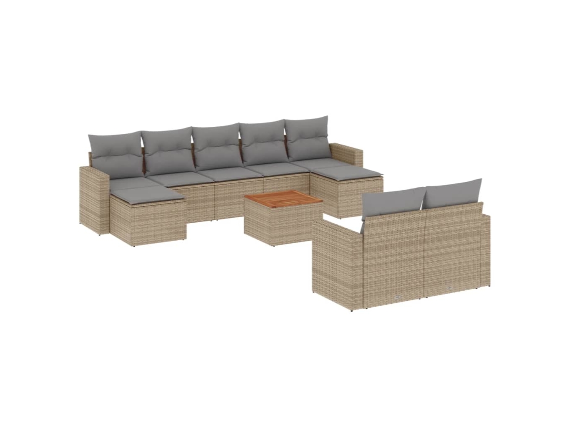 Maison Exclusive - Juego De Sofás Jardín Con Cojines Beige 10 Pzas Ratán Sintético