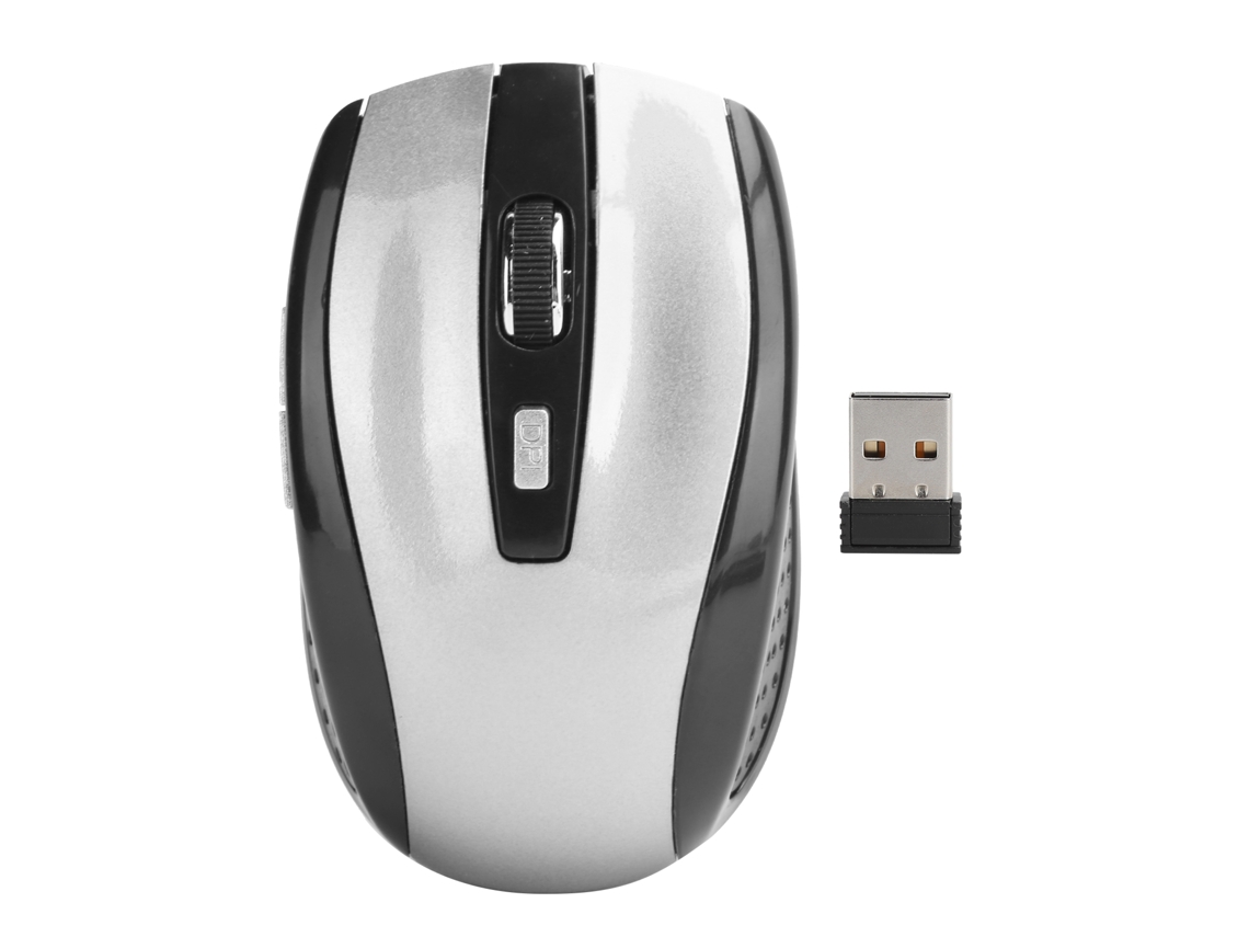 Ratón Óptico Inalámbrico Para Portátil Con Dpi Ajustable De 250 Hz A 1600 Ppp, Diseño Ergonómico, Color Plata.
