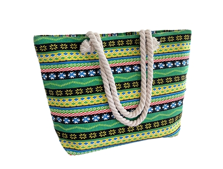 Bolso de playa Bolsos de playa para mujer Bolso de lona bohemio a rayas con cierre de cremallera, bolsos impermeables de utilidad, estilo 3