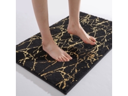 VYLARA Tapete Preto 60x90cm Antiderrapante Lavável, Detalhe Dourado Decorativo Para Banheiro