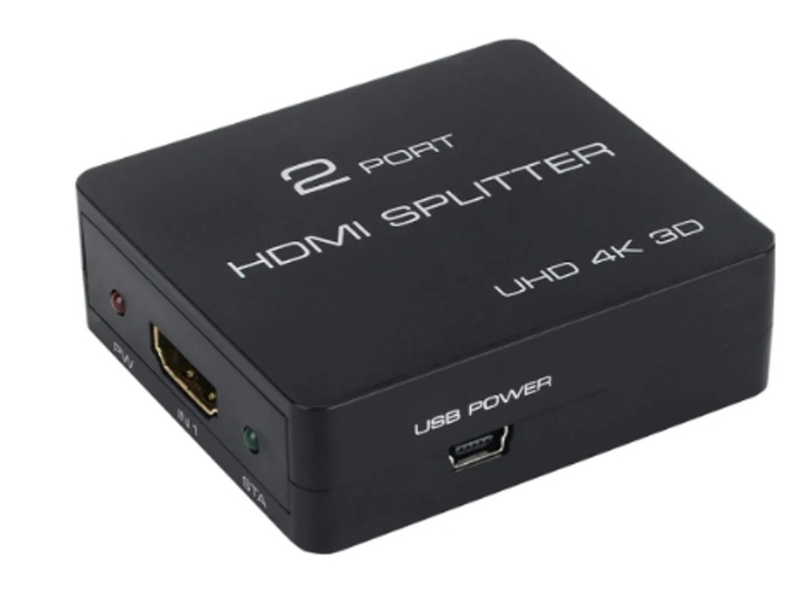 Divisor HDMI 4K de 1 entrada y 2 salidas para espejo de monitor dual, 30 Hz, 1080p, compatible con 3D, compatible con PS4, PS3 y PC.