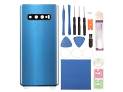 Cubierta Trasera De Cristal Para Galaxy S10+plus G975 Reemplazo Panel Puerta Batería Azul Con Lente Cámara Adhesivo Preinstalado